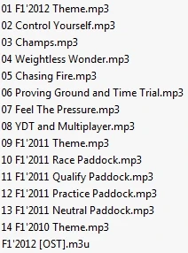 F1 2012 "Саундтрек OST"