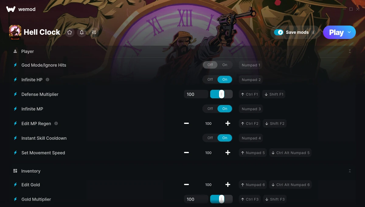 Hell Clock "Трейнер +18 от WeMod: Здоровье, мана, золото, опыт и пр"