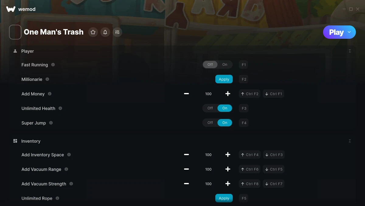 One Man's Trash "Трейнер +14 от WeMod: здоровье, деньги, предметы"