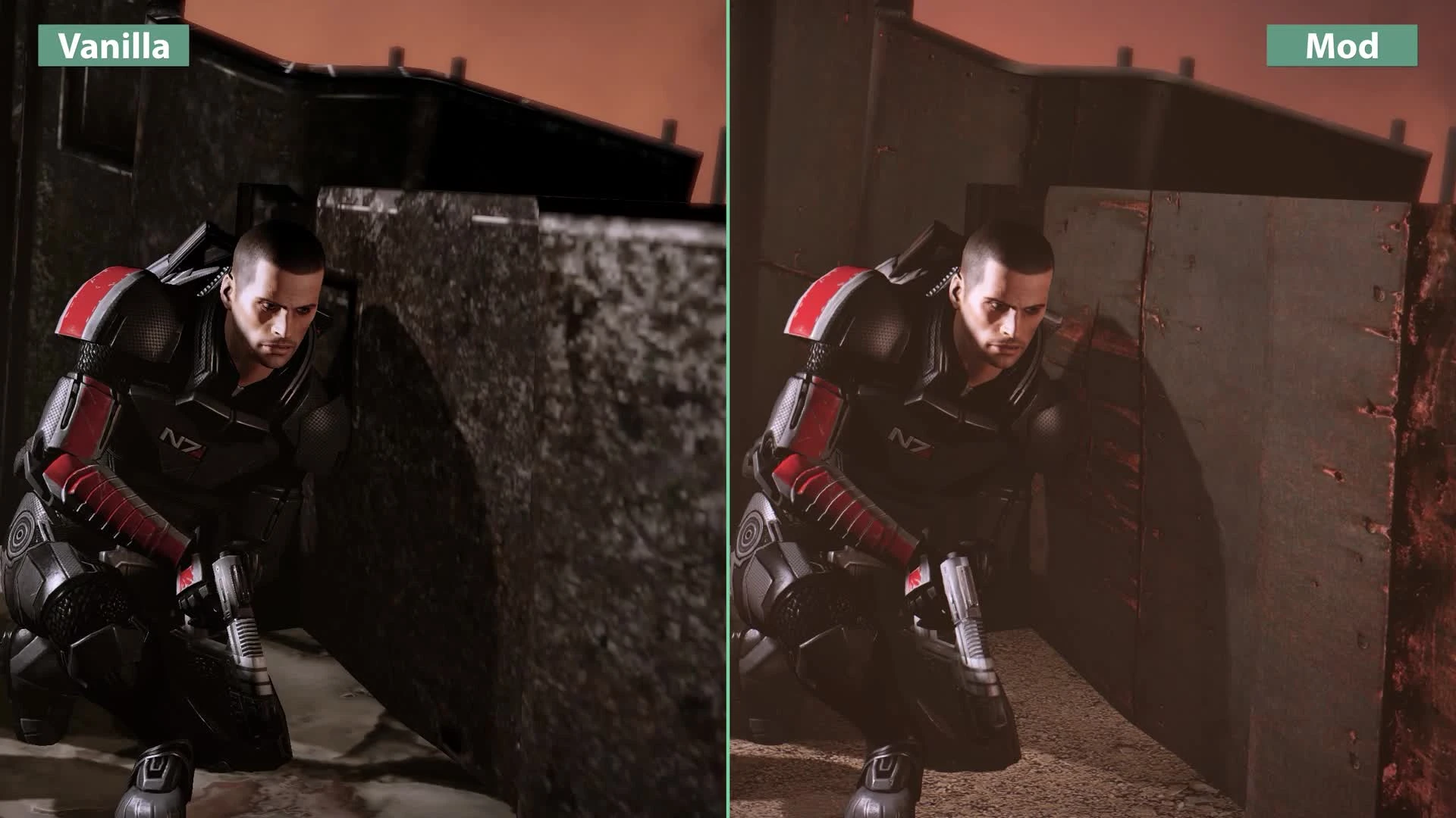 Mass Effect 2 "Сравнение графики DIY Mod Remaster vs. Оригинал"