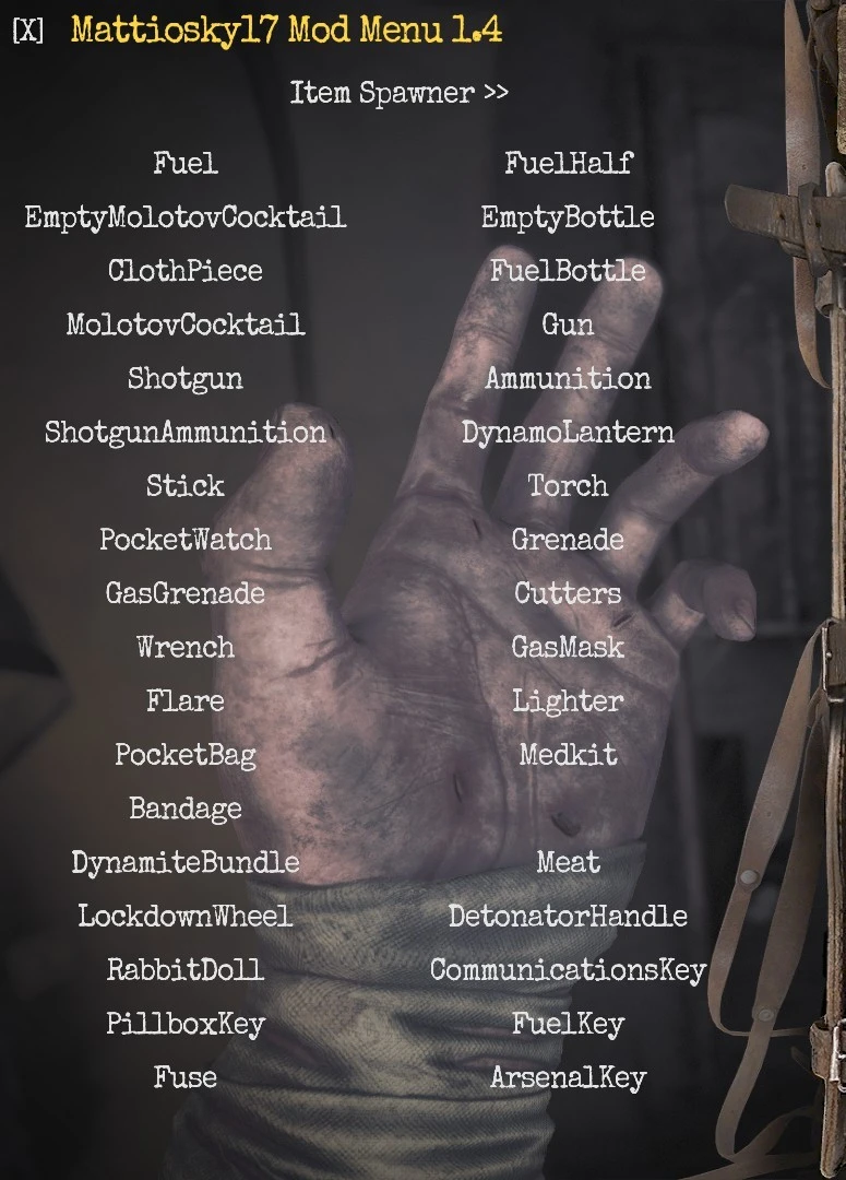 Amnesia: The Bunker "Чит-Меню" [UPD: 18.11.2025] {Mattiosky17}