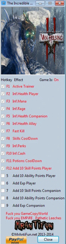 The Incredible Adventures of Van Helsing 2: Трейнер/Trainer (+16) [1.1.03b: 32 Bit] {MrAntiFun}