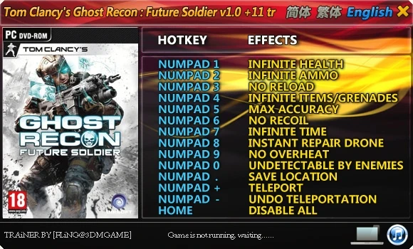 Tom Clancy's - Ghost Recon Future Soldier: Трейнер/Trainer (+11) [1.0] {FLiNG}