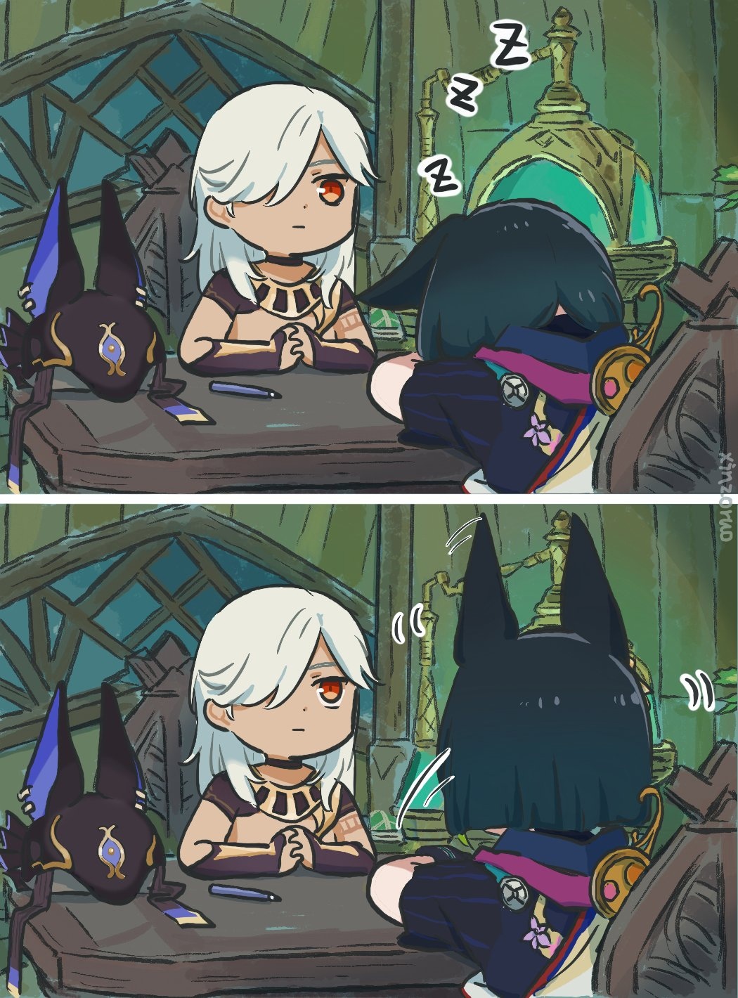 уснула на вписке Тигнари, который уснул на вписке