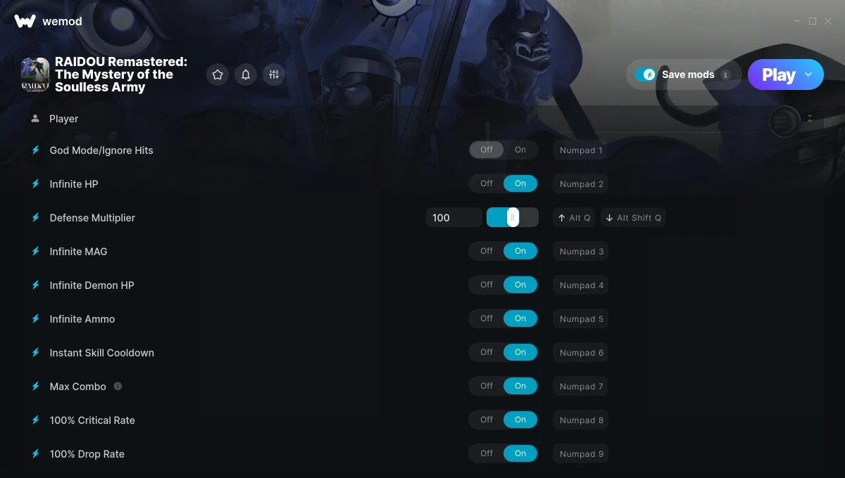 Raidou Remastered: The Mystery of the Soulless Army "Трейнер +33 от WeMod: Здоровье, магия, патроны и пр"