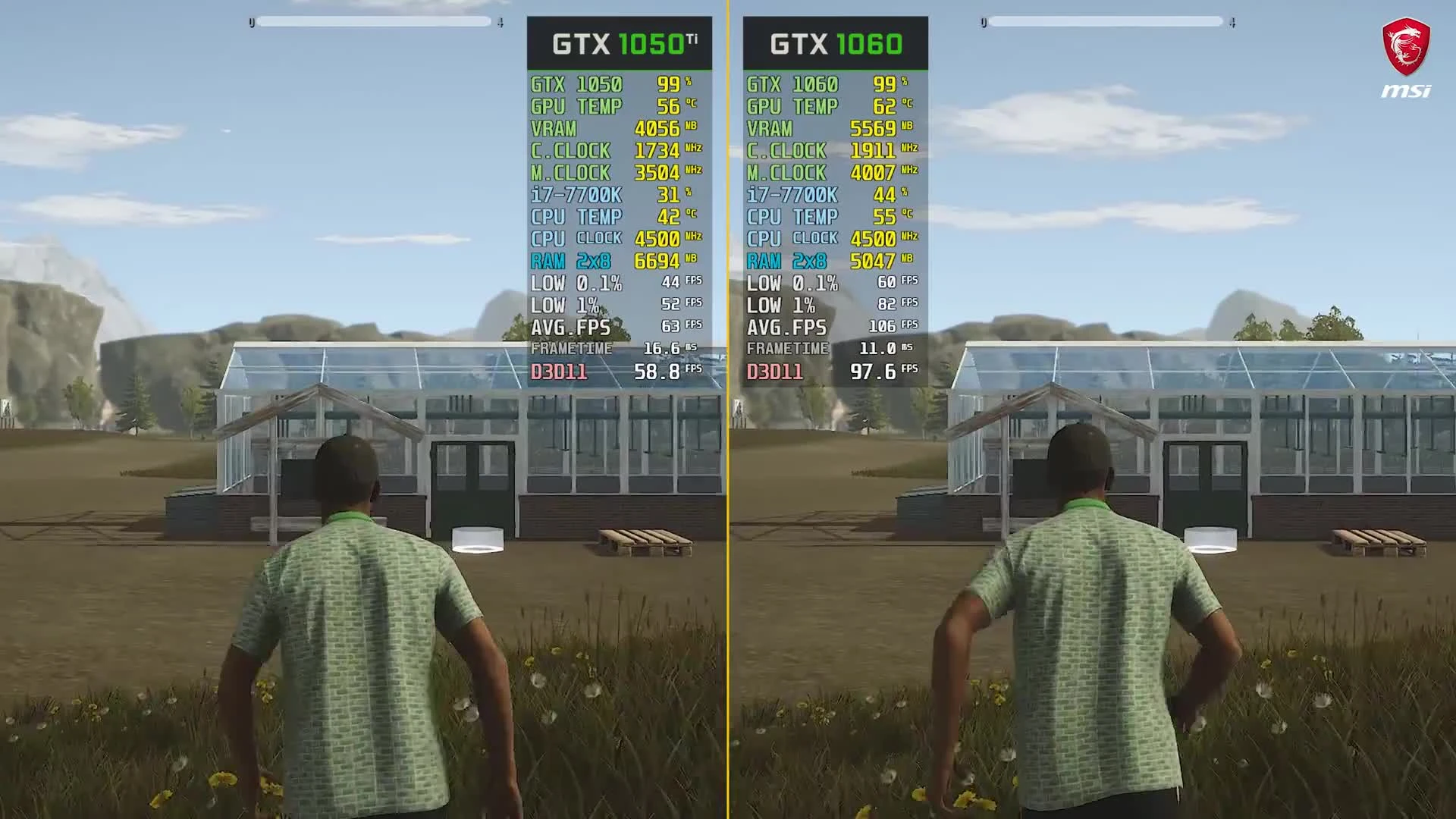 Pure Farming 2018 GTX 1050 Ti vs. GTX 1060 Сравнение