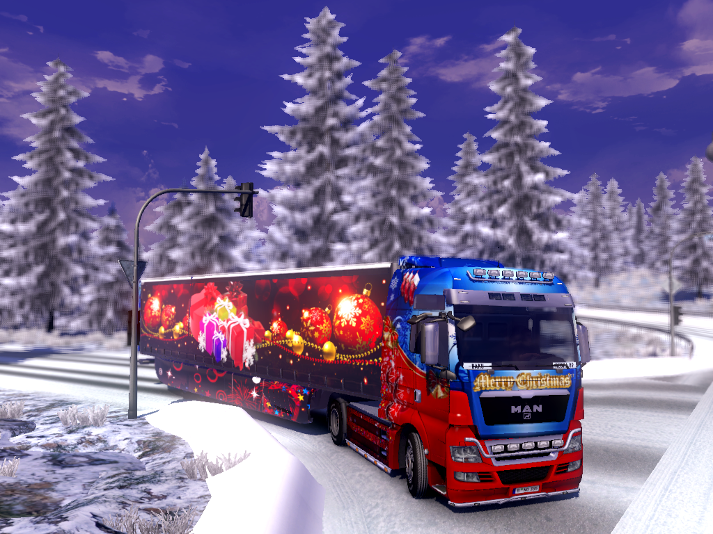 ETS 2 "Skin "Merry Christmas" to Man trailer Aerodynamic."