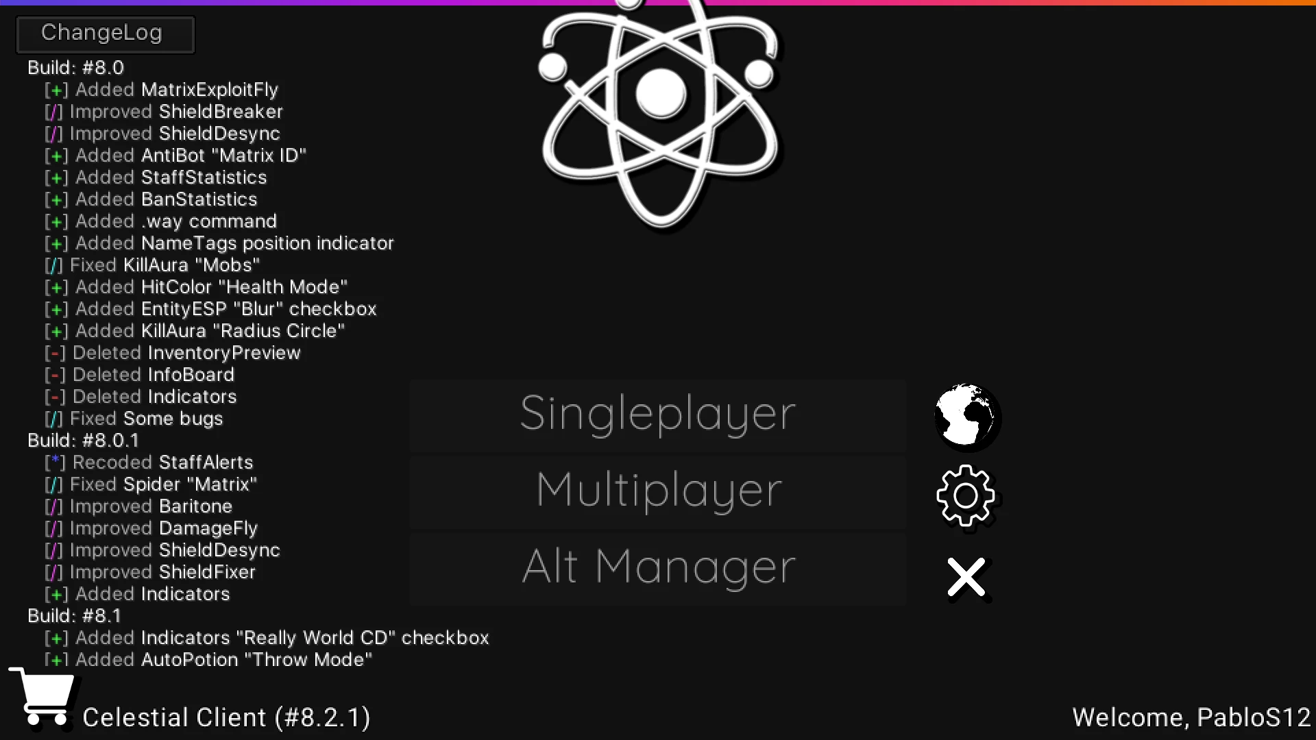 Minecraft "Чит для сетевой игры Celestial Premium" [8.2.1]