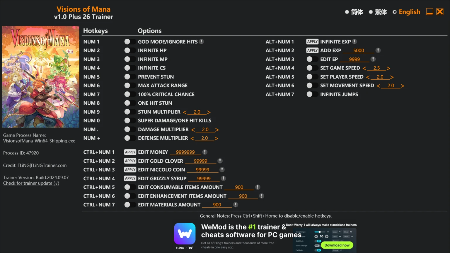 Visions of Mana "Трейнер +26" [1.0] {FLiNG}