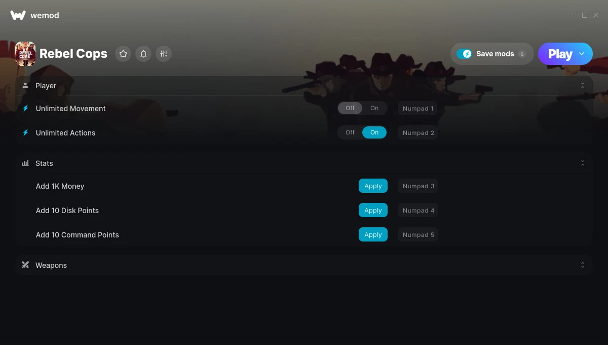 Rebel Cops "Трейнер +6: Деньги, движение, патроны и пр" {STiNGERR / WeMod}