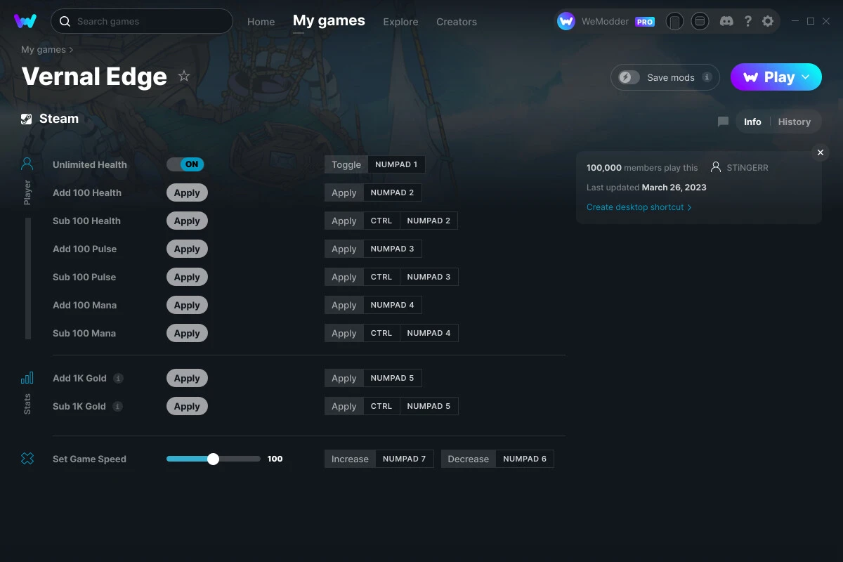 Vernal Edge "Трейнер +10" [UPD: 26.03.2023] {STiNGERR / WeMod}