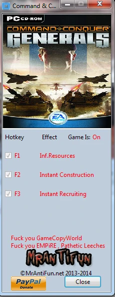Command & Conquer ~ Generals: Трейнер/Trainer (+3) [1.8] {MrAntiFun}