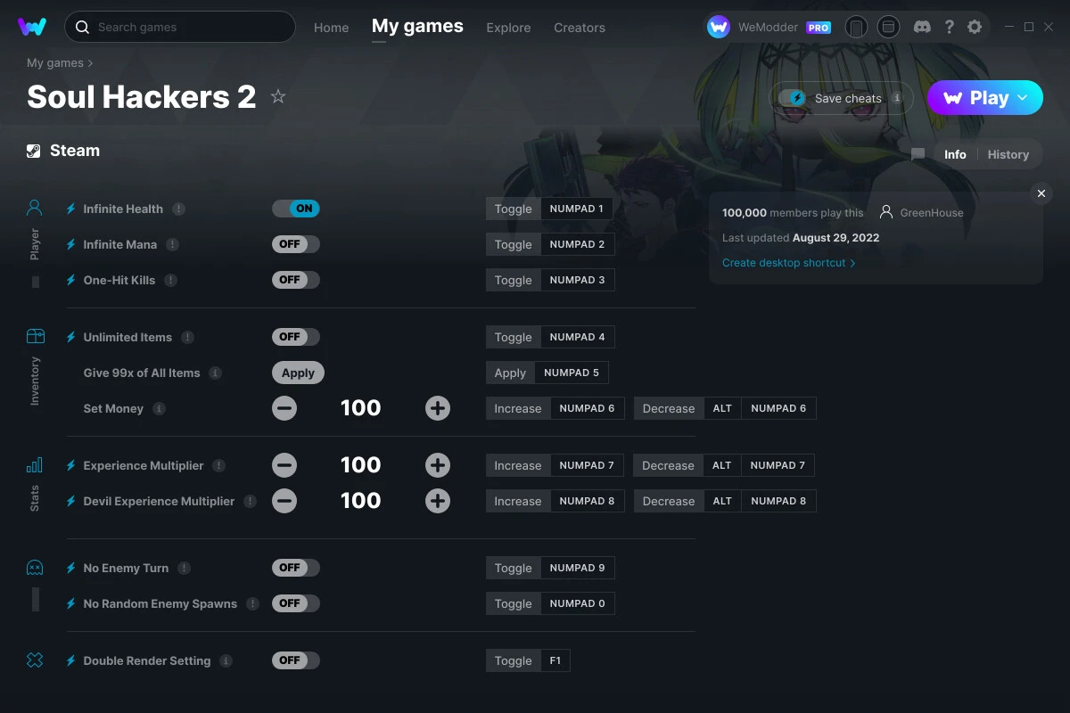 Soul Hackers 2 "Трейнер +11" [UPD: 15.06.2023] {GreenHouse / WeMod}