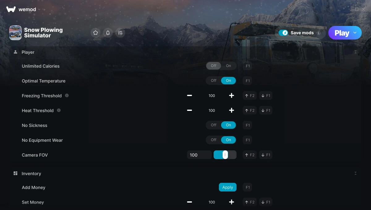 Snow Plowing Simulator "Трейнер +9 от WeMod: Калорий, температура, деньги и пр"