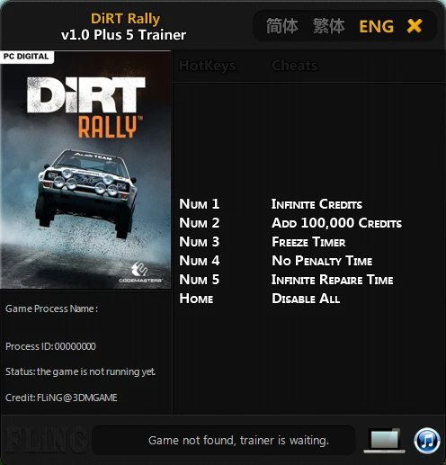 DiRT Rally: Трейнер/Trainer (+5) [1.0: Updated] {FLiNG}