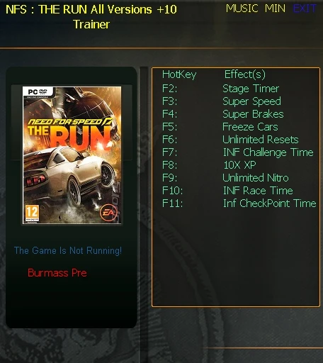 Need for Speed - The Run: Трейнер/Trainer (+10) [All Versions: 1.0 & Others] {testhawk}