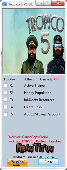 Tropico 5: Трейнер/Trainer (+4) [1.08] {MrAntiFun}