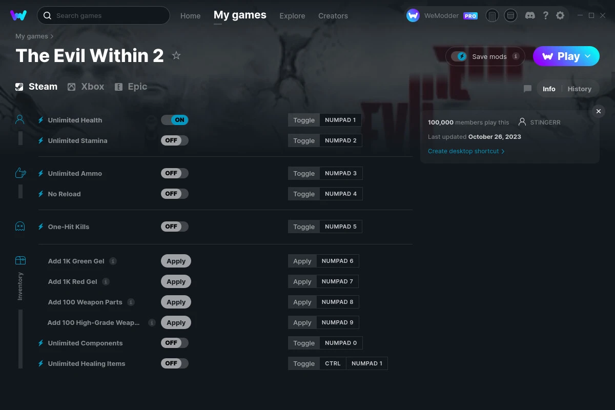 The Evil Within 2 "Трейнер +11" [UPD: 26.10.2023] {STiNGERR / WeMod}
