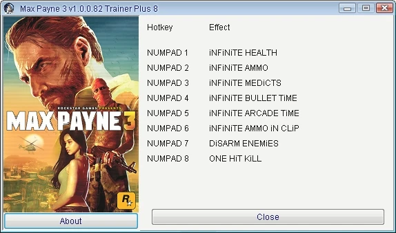 Max Payne 3: Трейнер/Trainer (+8) [1.0.0.82] {Retro/PlayGround.ru}