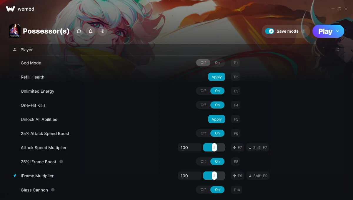 Possessor(s) "Трейнер +15 от WeMod: Здоровье, энергия, скорость и пр"