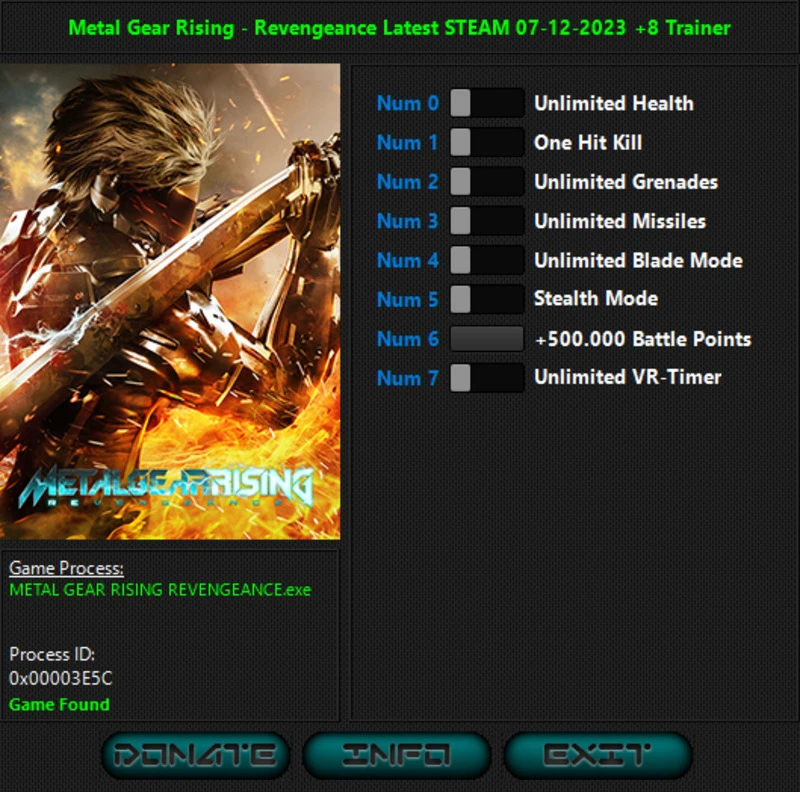 Metal Gear Rising: Revengeance "Трейнер +8" [UPD: 07.12.2023] {iNvIcTUs oRCuS / HoG}