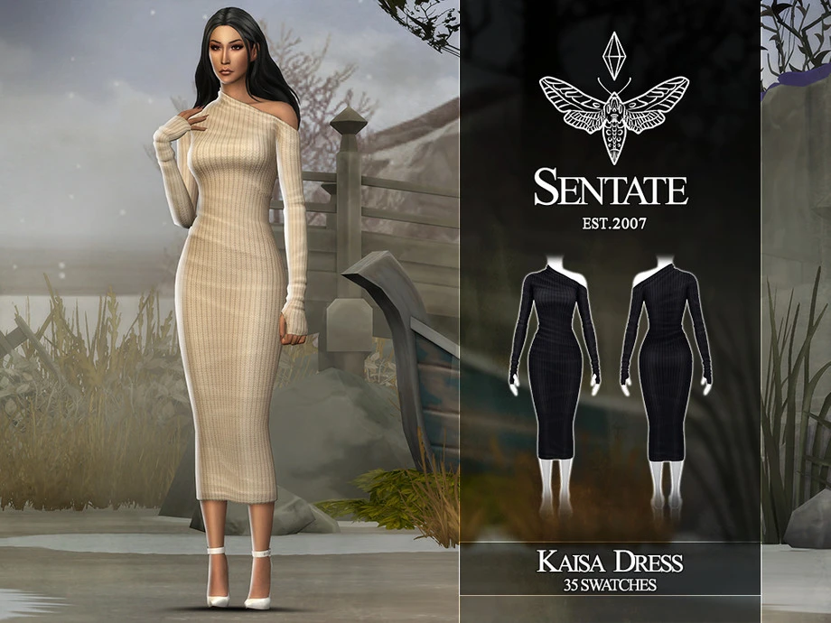 The Sims 4 "Вязаное миди платье"