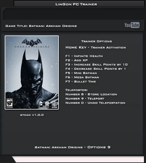 Batman ~ Arkham Origins: Трейнер/Trainer (+9) [1.0] {LinGon}