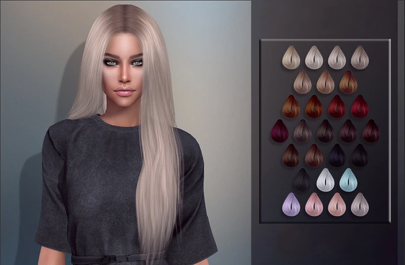 Sims 4 "Прическа #2 - Детализированная, 27 цветов (2020)"