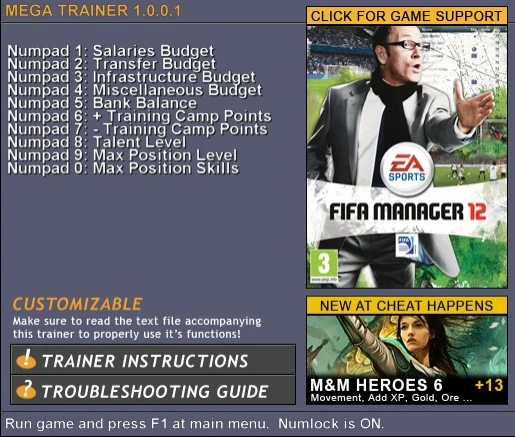 FIFA Manager 12: Трейнер (+10) [1.0.0.1] {CH}