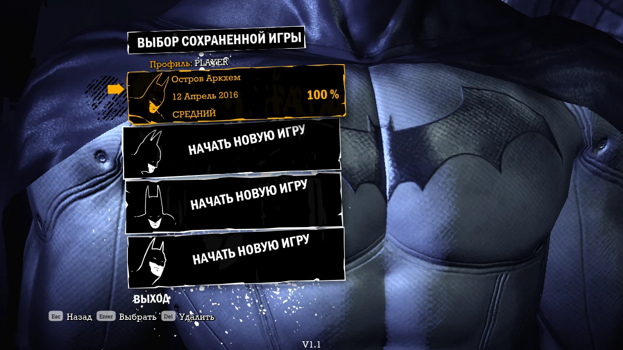 Batman Arkham Asylum: Cохранение/SaveGame (100% на среднем уровне сложности) [Для версии без Games for Windows Live]