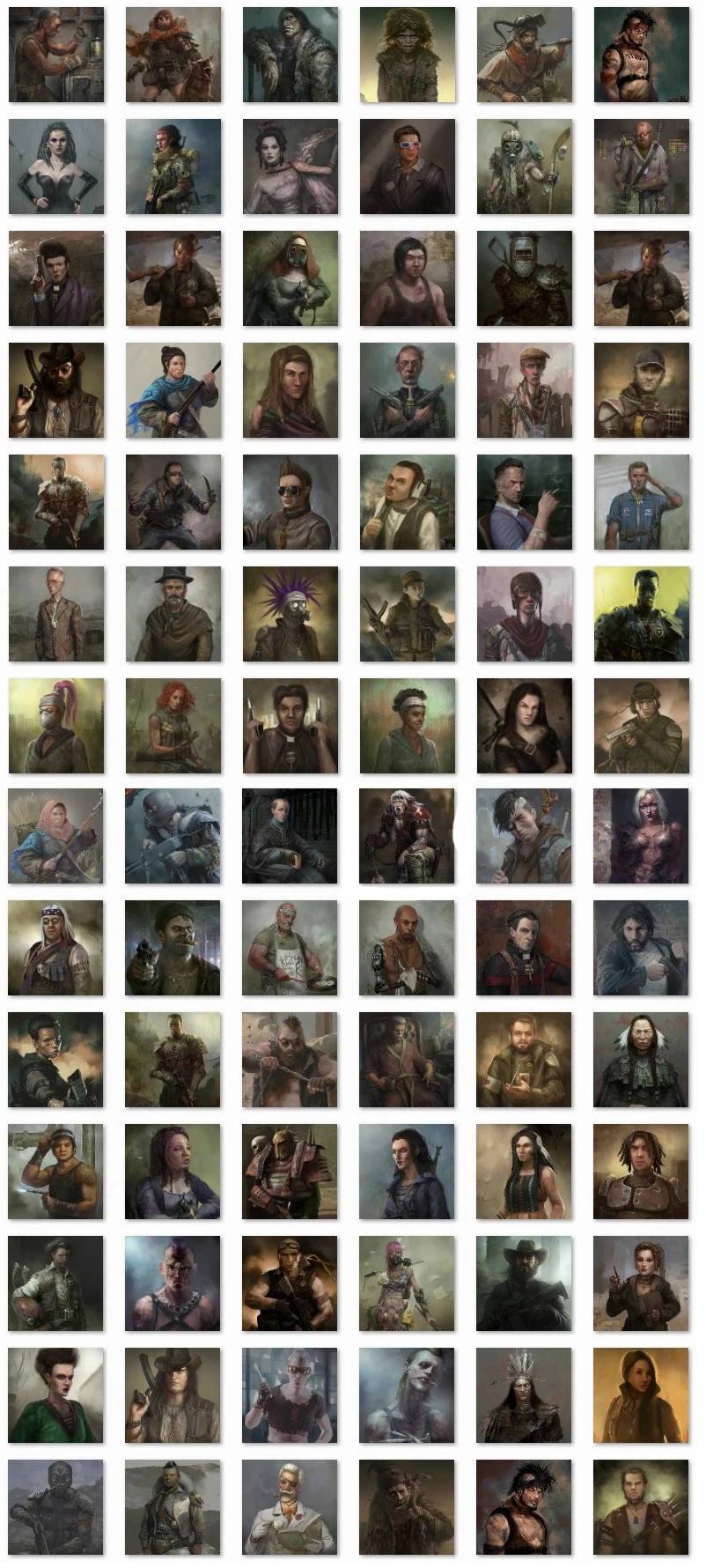 Wasteland 2 "Портреты различных ключевых НПС и наемников"