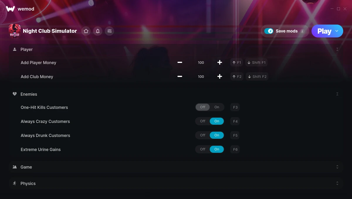 Night Club Simulator "Трейнер +6: Деньги, скорость, время и пр" {Ol1m / WeMod}