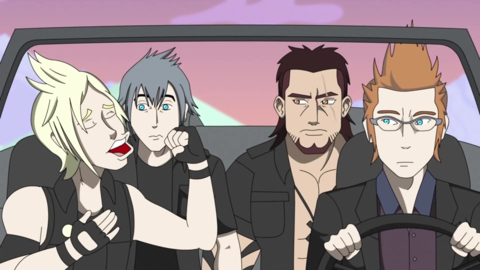 Герои Final Fantasy 15 едут на машине (анимация) [ТО "Рыжий пёс"]