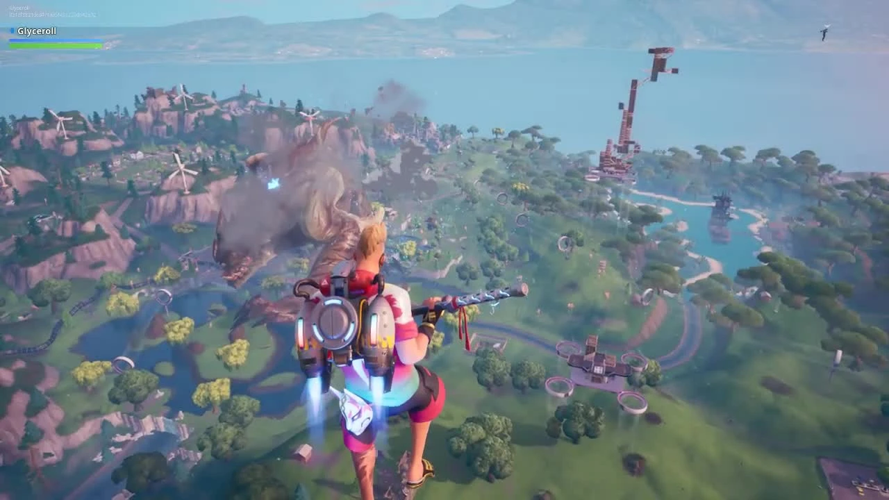 Как прошла эпичная битва робота с монстром в Fortnite