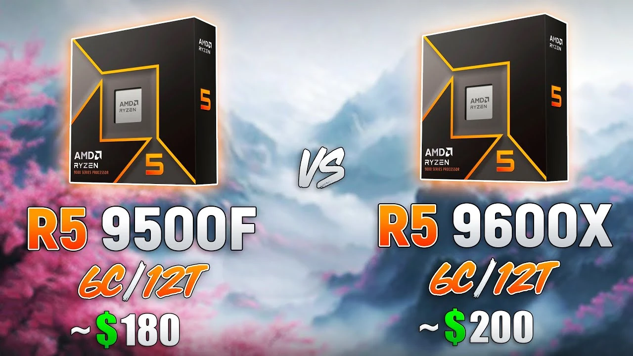 Процессоры Ryzen 5 9500F и Ryzen 5 9600X в 10 играх в 1080p