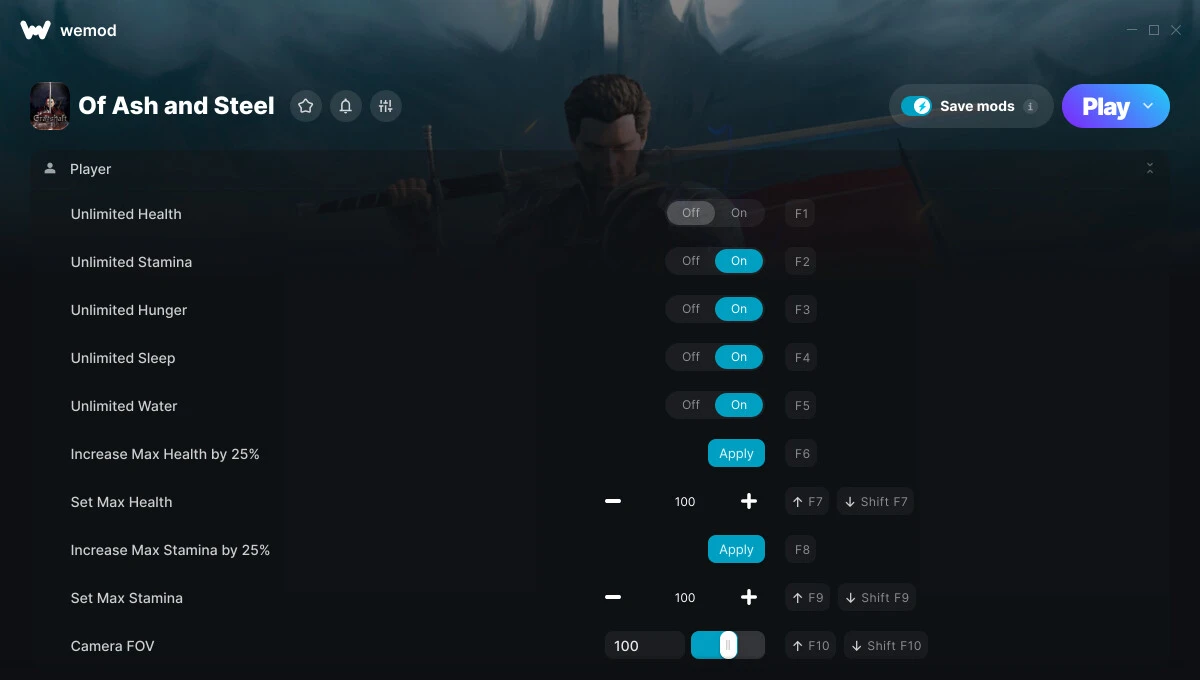 Of Ash and Steel "Трейнер +54 от WeMod: Редактор игрока, предметов и оружия"