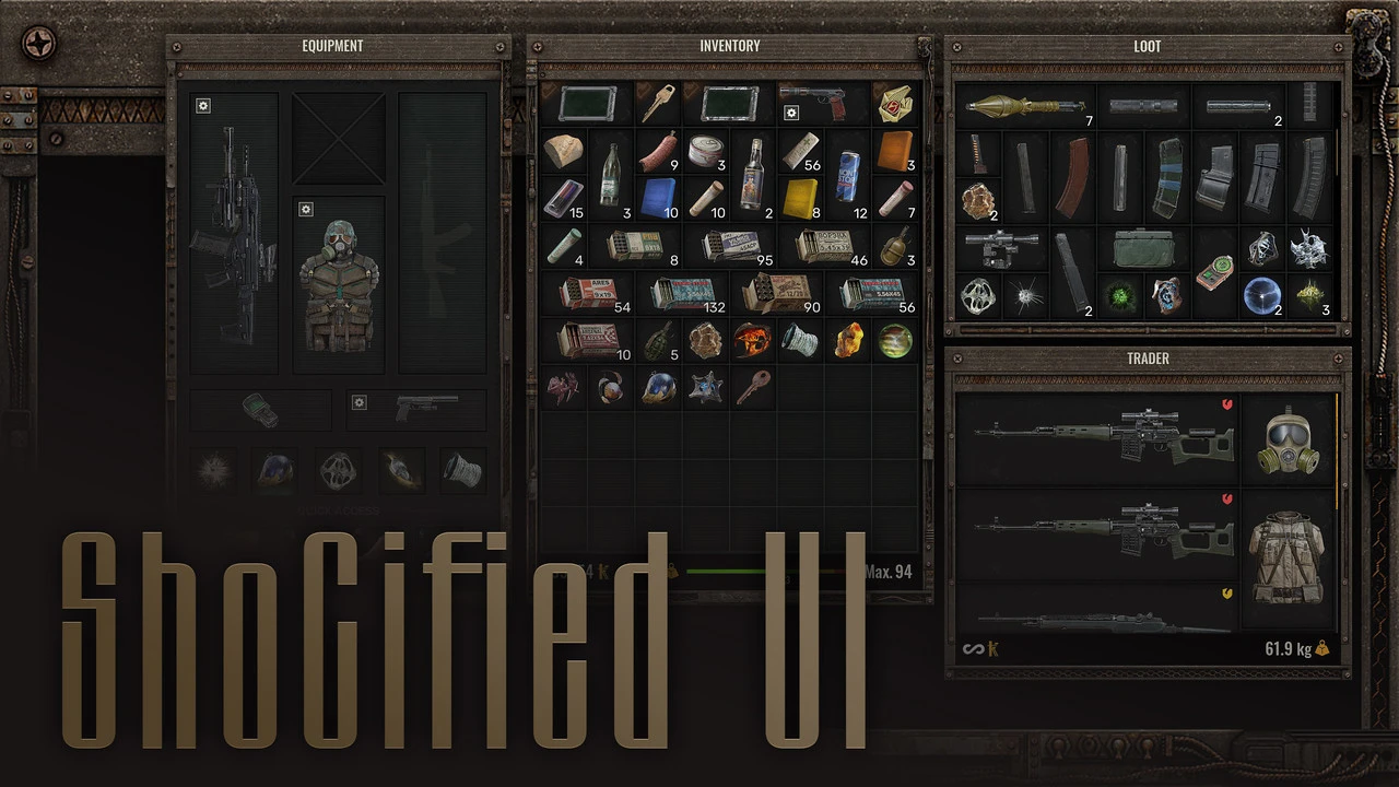 S.T.A.L.K.E.R. 2 "ShoCified UI - интерфейс в стиле Shadow Of Chernobyl"