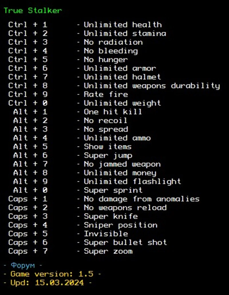 True Stalker "Трейнер +27" [Upd 1.5 Fix] {LIRW / GHL}