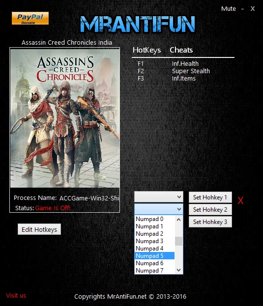 Assassin's Creed Chronicles: India: Трейнер/Trainer (+3) [1.00] {MrAntiFun}