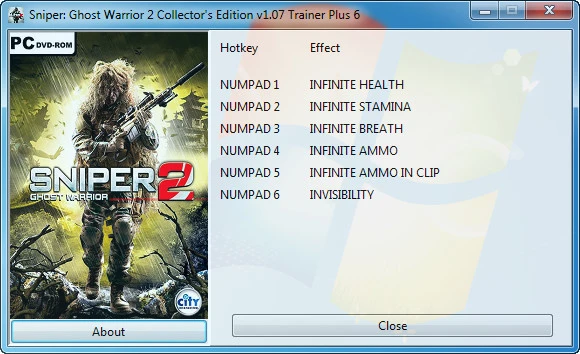 Sniper: Ghost Warrior 2 ~ Collector's Edition: Трейнер/Trainer (+6) [1.07] {GRIZZLY / PlayGround.ru}