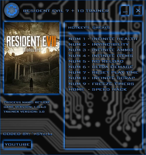 Resident Evil 7: Трейнер/Trainer (+10) [1.0.4 (UPD4) | STEAM] {`pSYcHo}