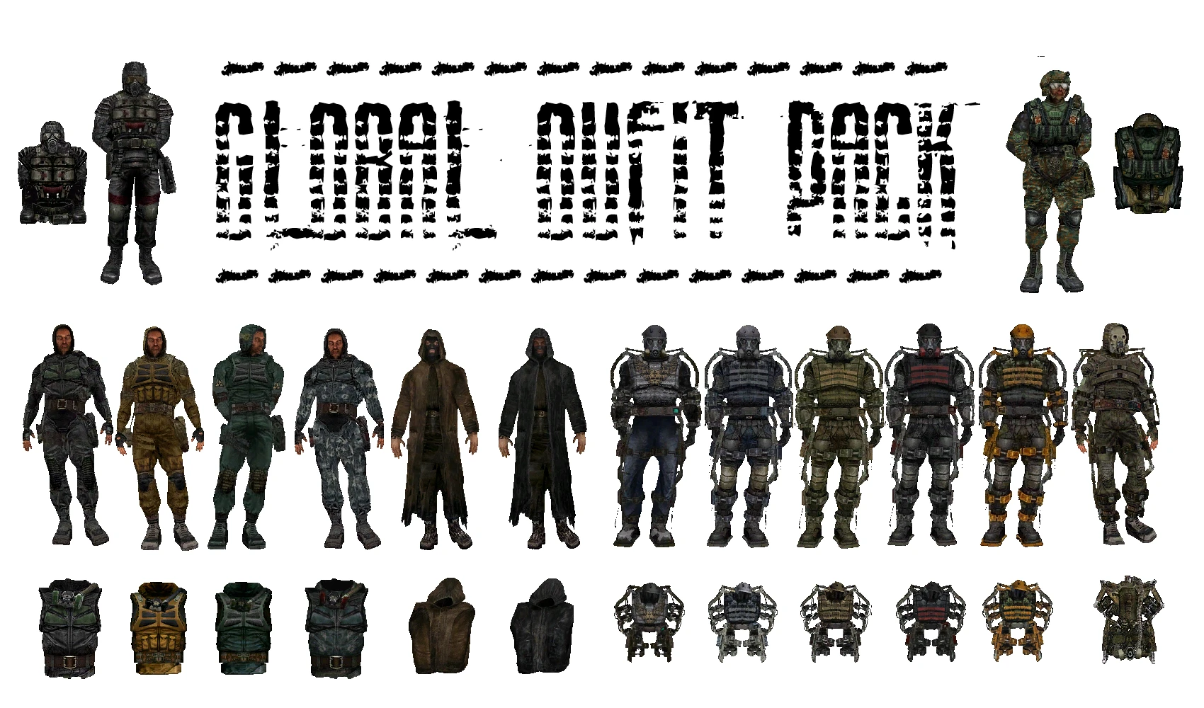 S.T.A.L.K.E.R.: Shadow of Chernobyl "Мод на броню Global Outfit Pack" [Build 1.2.6]