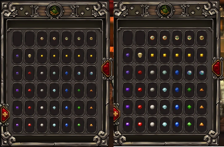 Torchlight "Bigger Gems ,в 2 раза увеличивает размер иконки предметов в инвентаре,конкретно мелкие камешки."