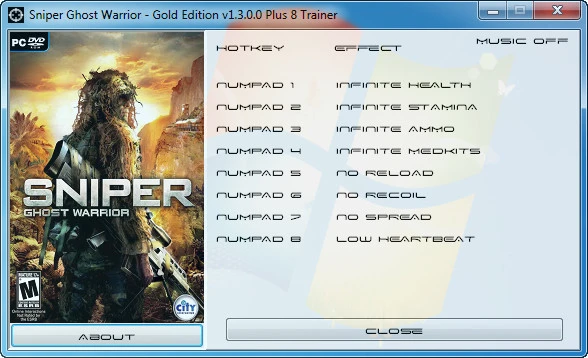 Sniper: Ghost Warrior ~ Gold Edition: Трейнер/Trainer (+8) [1.3.0.0] {GRIZZLY / PlayGround.ru}