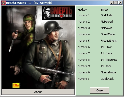Death to Spies / Смерть Шпионам: Трейнер/Trainer (+11) [1.0] {SerVick/GHL}