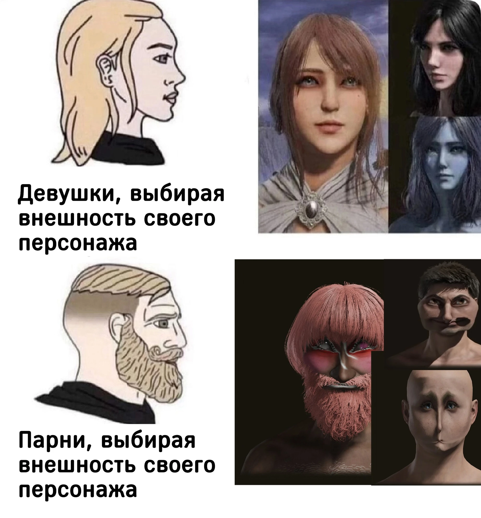 Выбор внешки персонажей девушками и парнями