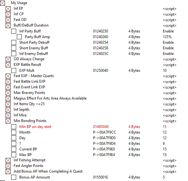 The Legend of Heroes: Trails of Cold Steel 2: Таблица для Cheat Engine [12.04.20)] {TheByteSize}