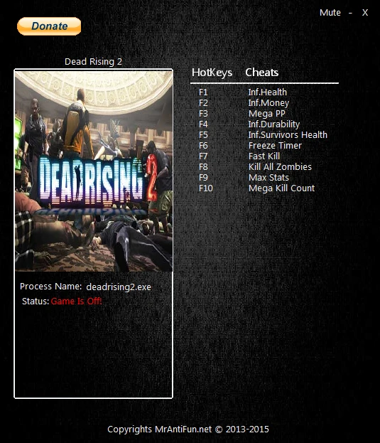 Dead Rising 2: Трейнер/Trainer (+10) [3.17.2015] {MrAntiFun}