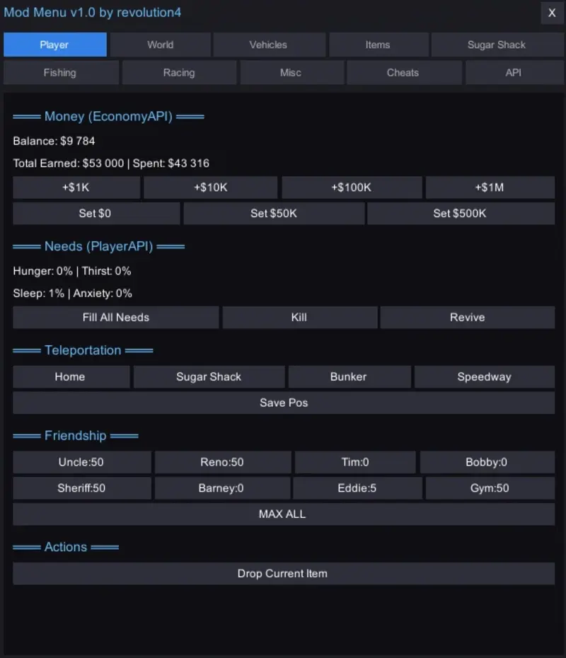 Mon Bazou "Чит-Меню" [1.0] {Revolution4}