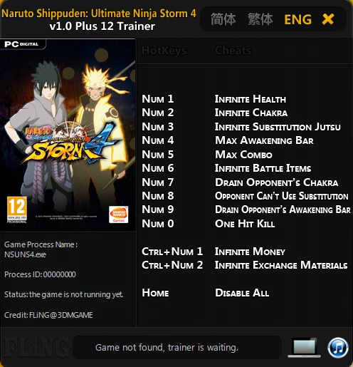 Naruto Shippuden: Ultimate Ninja Storm 4: Трейнер/Trainer (+12) [1.0] {FLiNG}